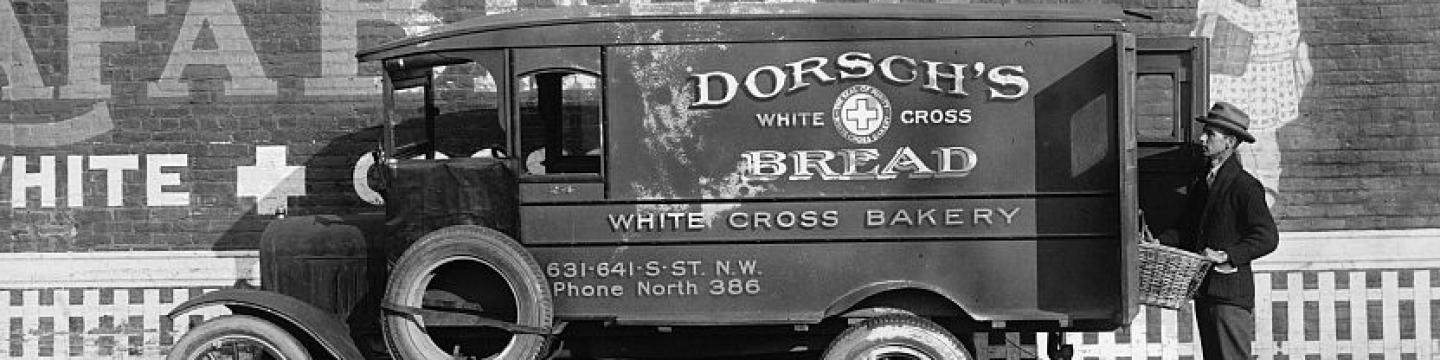 A Dorsch’s delivery truck and delivery man, 1926. (Photo Source: Library of Congress)